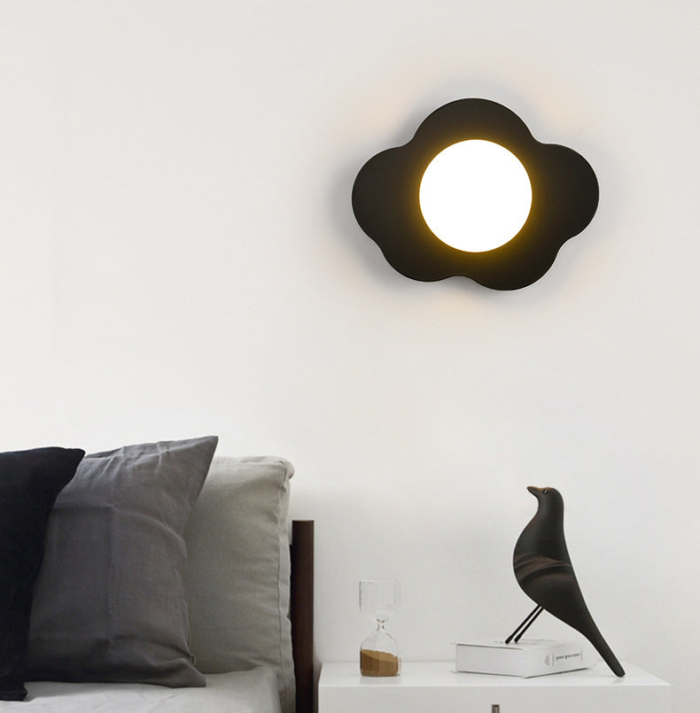 Contemporary Scandinavian Iron Flower Glass 1-Light Wall Sconce Lamp For Living Room