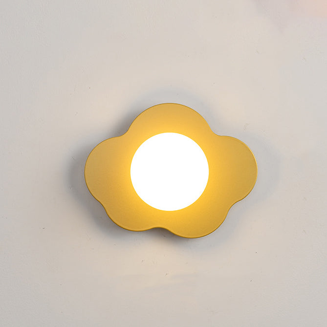 Contemporary Scandinavian Iron Flower Glass 1-Light Wall Sconce Lamp For Living Room