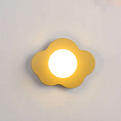 Contemporary Scandinavian Iron Flower Glass 1-Light Wall Sconce Lamp For Living Room