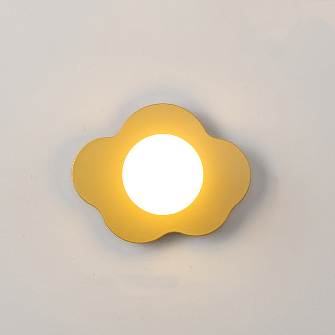 Contemporary Scandinavian Iron Flower Glass 1-Light Wall Sconce Lamp For Living Room