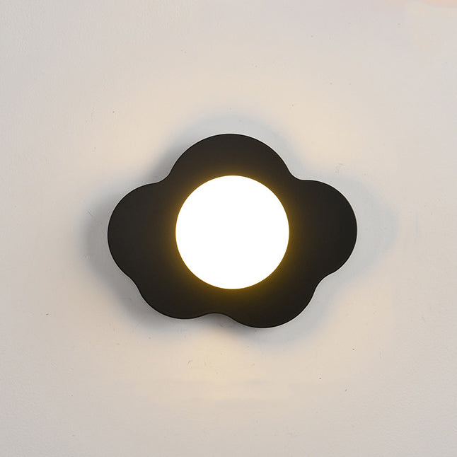 Contemporary Scandinavian Iron Flower Glass 1-Light Wall Sconce Lamp For Living Room