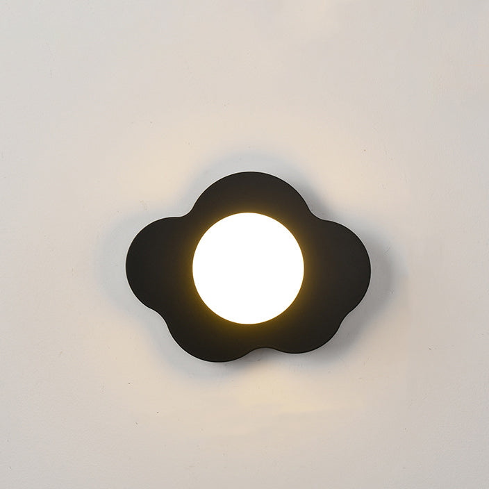 Contemporary Scandinavian Iron Flower Glass 1-Light Wall Sconce Lamp For Living Room
