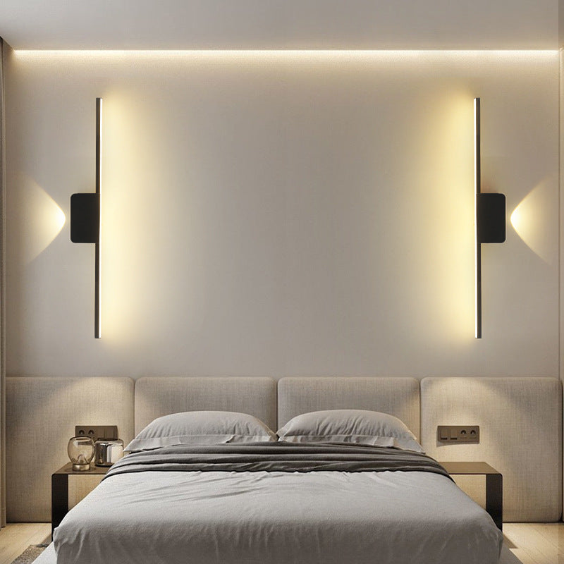 مصباح حائط LED بتصميم عصري بسيط مصنوع من شريط السيليكون والألومنيوم لغرفة المعيشة 