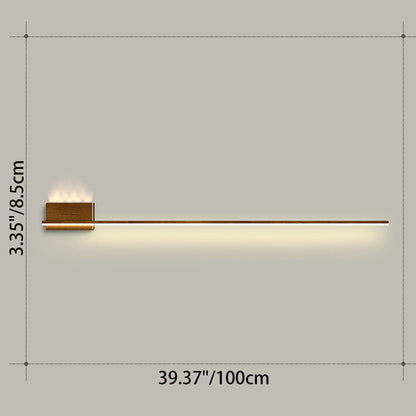 Modern Minimalist Aluminum Walnut Wood Grain Straight Line LED Wall Sconce Lamp For Living Room