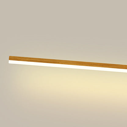 Modern Minimalist Aluminum Walnut Wood Grain Straight Line LED Wall Sconce Lamp For Living Room