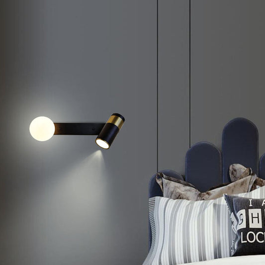Contemporary Simplicity Iron Aluminum Cylinder 2-Light Rotatable Reading Light Spotlight Wall Sconce Lamp For Bedroom