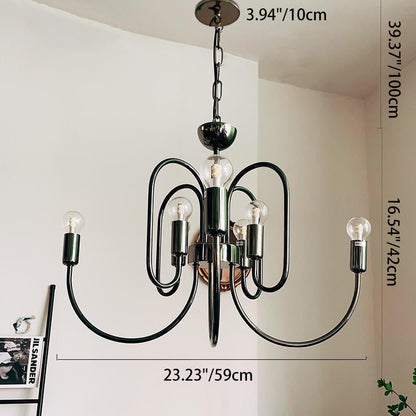 Traditional French Curved Carbon Steel Glass 8/12/16-Light Chandelier For Living Room