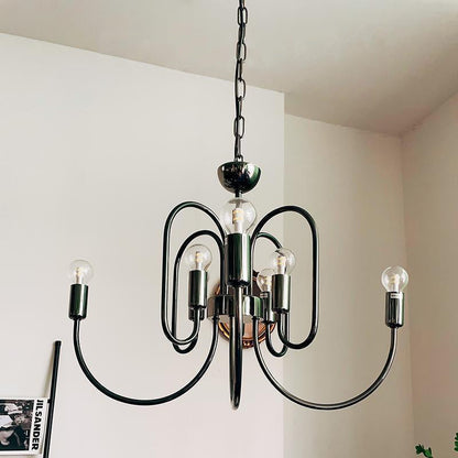 Traditional French Curved Carbon Steel Glass 8/12/16-Light Chandelier For Living Room