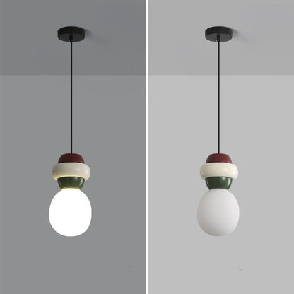 Contemporary Scandinavian Spherical Resin Glass 1-Light Pendant Light For Living Room