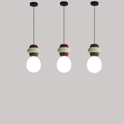Contemporary Scandinavian Spherical Resin Glass 1-Light Pendant Light For Living Room