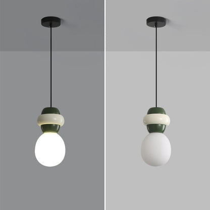 Contemporary Scandinavian Spherical Resin Glass 1-Light Pendant Light For Living Room