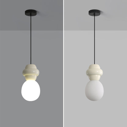 Contemporary Scandinavian Spherical Resin Glass 1-Light Pendant Light For Living Room