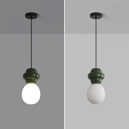 Contemporary Scandinavian Spherical Resin Glass 1-Light Pendant Light For Living Room