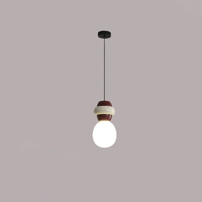 Contemporary Scandinavian Spherical Resin Glass 1-Light Pendant Light For Living Room