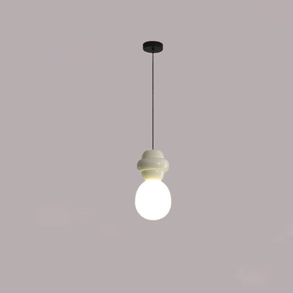 Contemporary Scandinavian Spherical Resin Glass 1-Light Pendant Light For Living Room