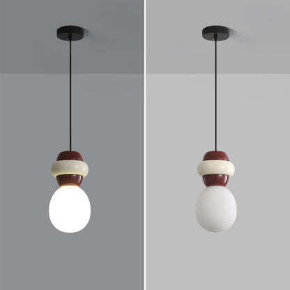 Contemporary Scandinavian Spherical Resin Glass 1-Light Pendant Light For Living Room