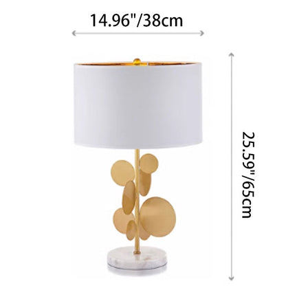 Contemporary Simplicity Fabric Cylinder Shade Marble Base 1-Light Table Lamp For Study
