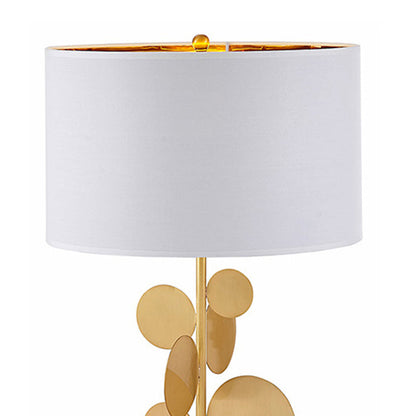 Contemporary Simplicity Fabric Cylinder Shade Marble Base 1-Light Table Lamp For Study