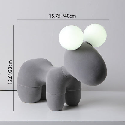 Contemporary Creative Cartoon Childlike Pony Plush Resin 2-Light Table Lamp For Bedroom