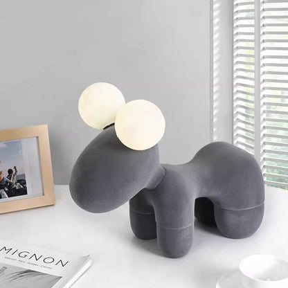 Contemporary Creative Cartoon Childlike Pony Plush Resin 2-Light Table Lamp For Bedroom