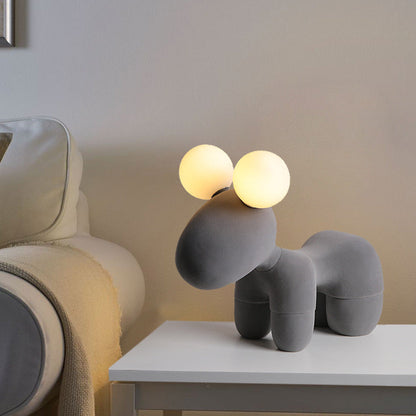 Contemporary Creative Cartoon Childlike Pony Plush Resin 2-Light Table Lamp For Bedroom