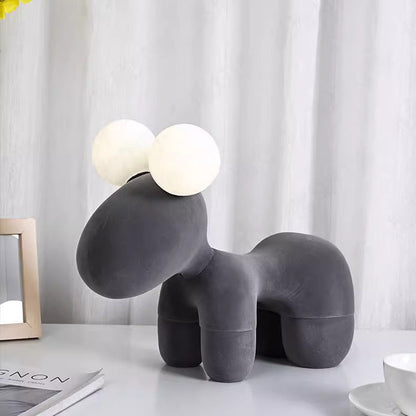 Contemporary Creative Cartoon Childlike Pony Plush Resin 2-Light Table Lamp For Bedroom
