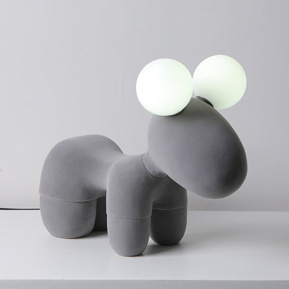 Contemporary Creative Cartoon Childlike Pony Plush Resin 2-Light Table Lamp For Bedroom
