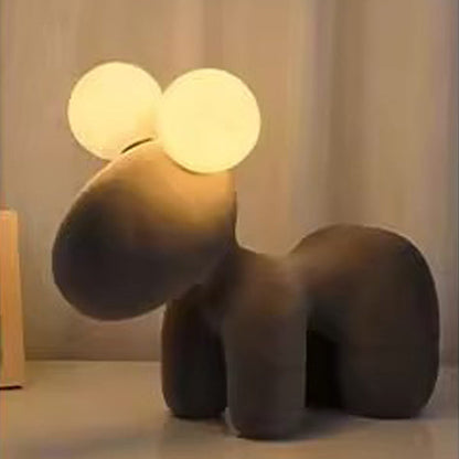 Contemporary Creative Cartoon Childlike Pony Plush Resin 2-Light Table Lamp For Bedroom
