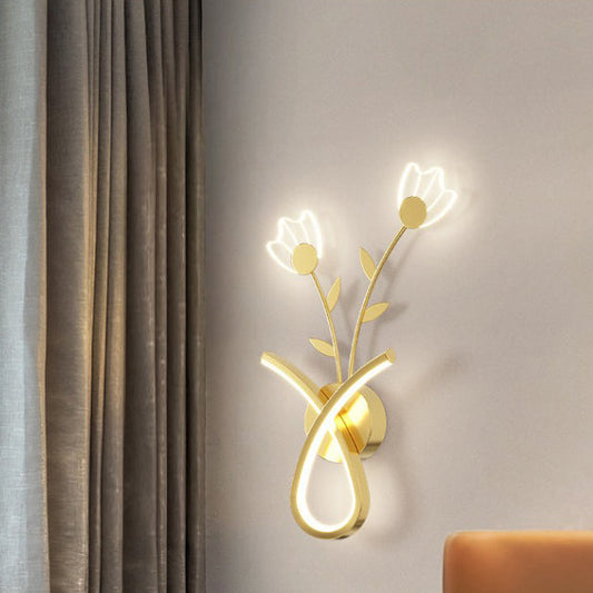 Contemporary Creative Iron Acrylic Flower Shade LED Wall Sconce Lamp For Living Room