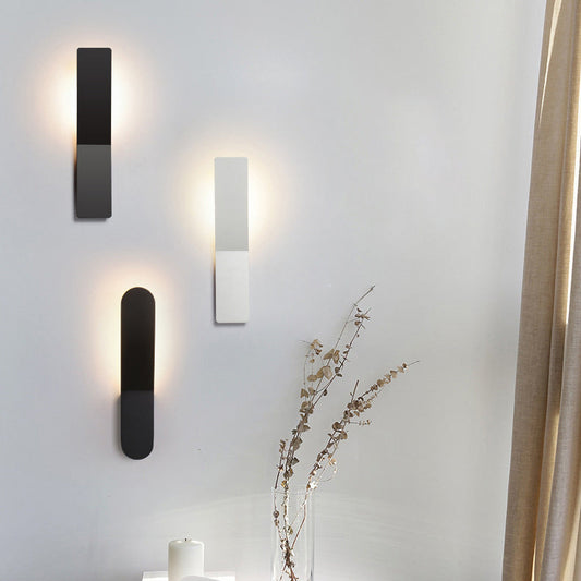 Modern Minimalist Rounded Aluminum Strip LED Wall Sconce Lamp For Living Room