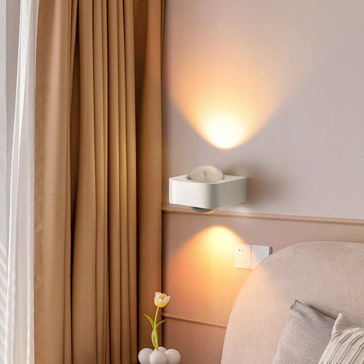 Modern Minimalist Rounded Corner Square Iron LED Up And Down Illuminated Wall Sconce Lamp For Living Room