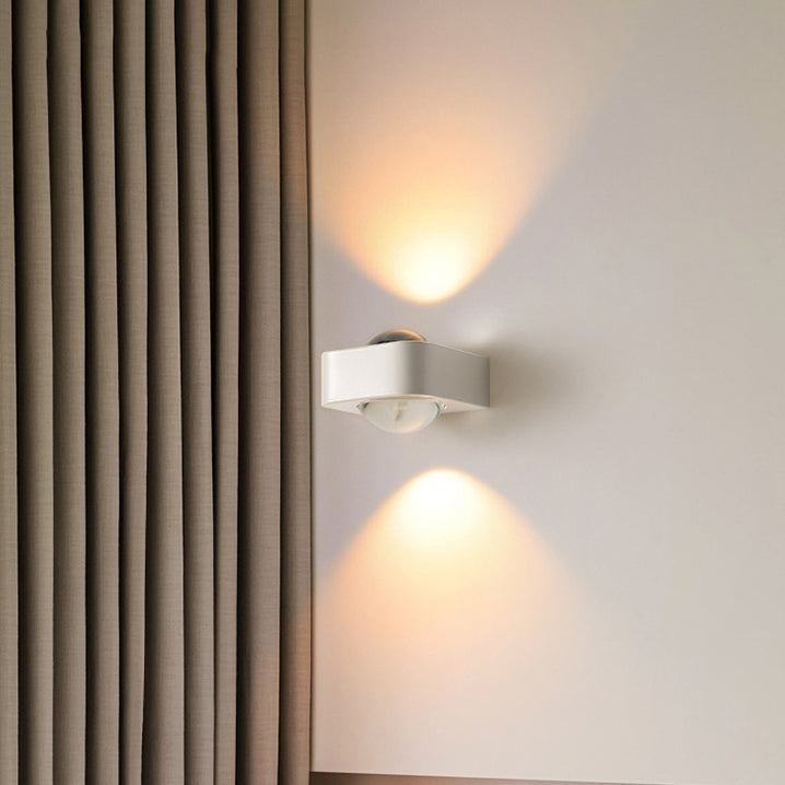 Modern Minimalist Rounded Corner Square Iron LED Up And Down Illuminated Wall Sconce Lamp For Living Room