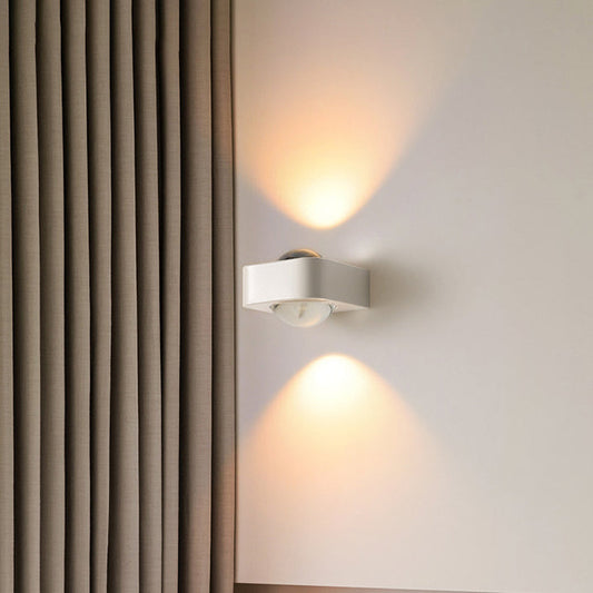 Modern Minimalist Rounded Corner Square Iron LED Up And Down Illuminated Wall Sconce Lamp For Living Room