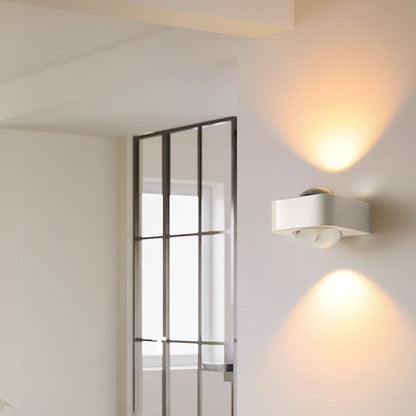 Modern Minimalist Rounded Corner Square Iron LED Up And Down Illuminated Wall Sconce Lamp For Living Room