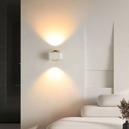 Modern Minimalist Rounded Corner Square Iron LED Up And Down Illuminated Wall Sconce Lamp For Living Room