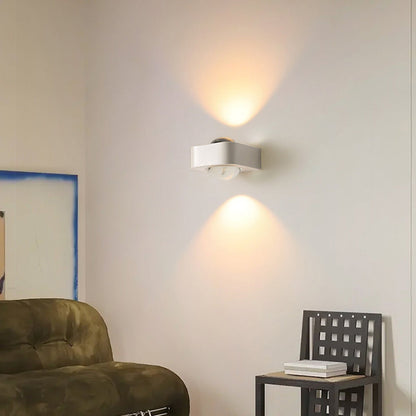 Modern Minimalist Rounded Corner Square Iron LED Up And Down Illuminated Wall Sconce Lamp For Living Room