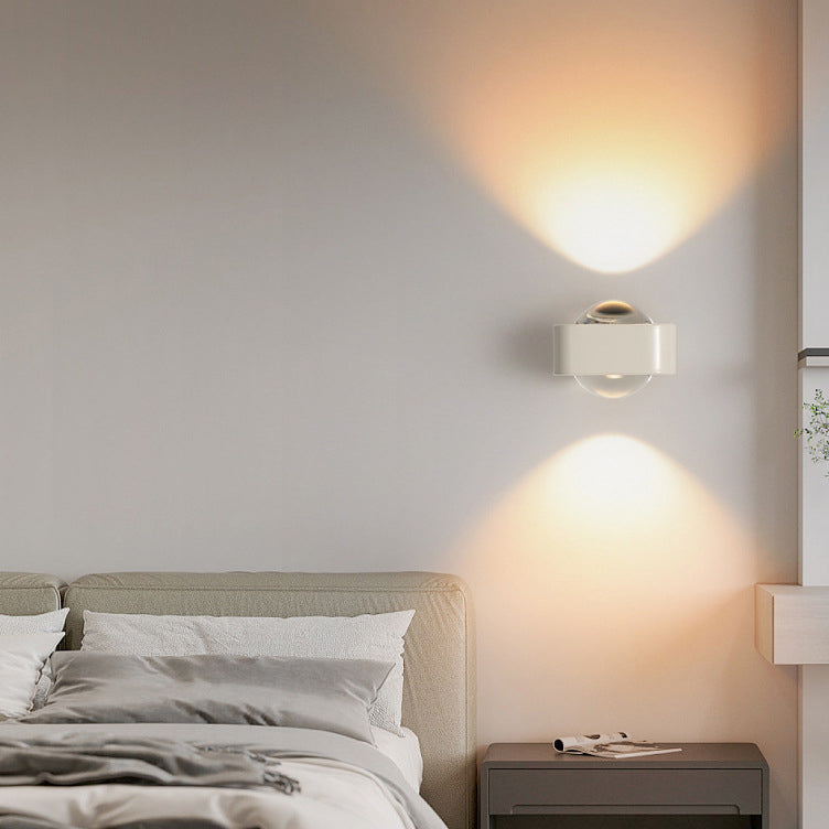 Modern Minimalist Rounded Corner Square Iron LED Up And Down Illuminated Wall Sconce Lamp For Living Room