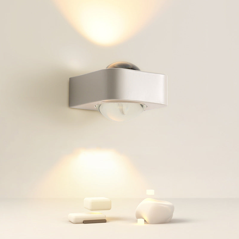 Modern Minimalist Rounded Corner Square Iron LED Up And Down Illuminated Wall Sconce Lamp For Living Room