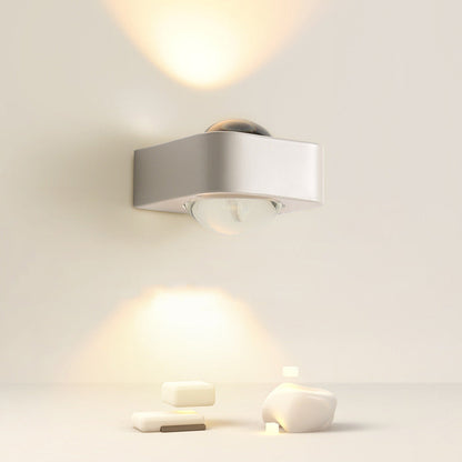 Modern Minimalist Rounded Corner Square Iron LED Up And Down Illuminated Wall Sconce Lamp For Living Room
