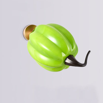 Contemporary Creative Simulation Vegetable Pumpkin Glass Iron 1-Light Wall Sconce Lamp For Living Room
