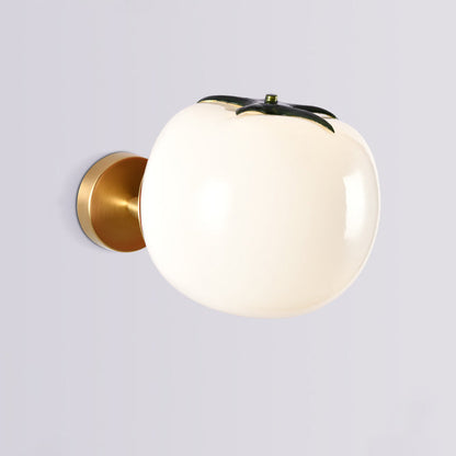 Contemporary Creative Simulation Vegetable Pumpkin Glass Iron 1-Light Wall Sconce Lamp For Living Room