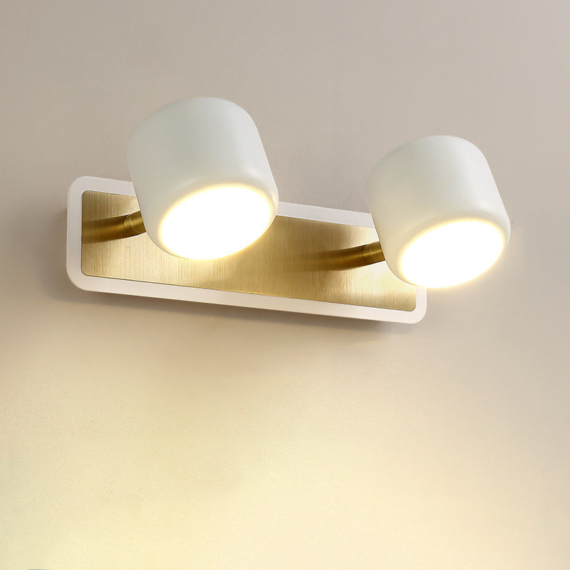 مصباح LED أسطواني من الألومنيوم والحديد بتصميم عصري بسيط، مصباح جداري أمامي للحمام 