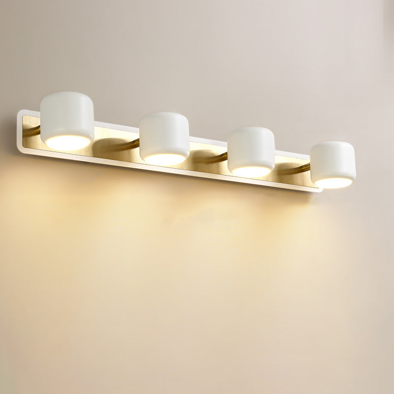 مصباح LED أسطواني من الألومنيوم والحديد بتصميم عصري بسيط، مصباح جداري أمامي للحمام 