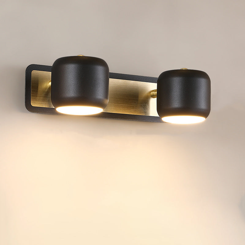 مصباح LED أسطواني من الألومنيوم والحديد بتصميم عصري بسيط، مصباح جداري أمامي للحمام 