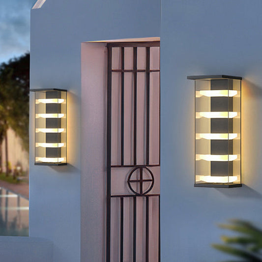 Contemporary Creative Stainless Steel Acrylic Rectangular Waterproof LED Wall Sconce Lamp For Outdoor Patio