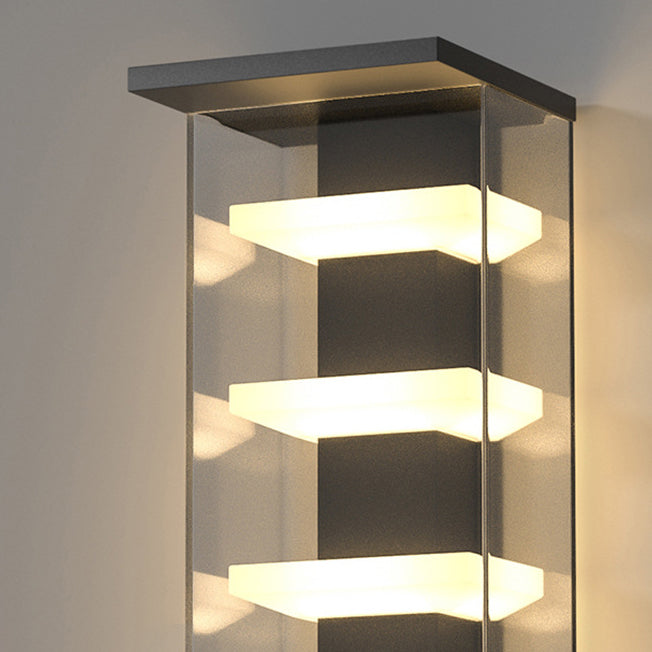 Contemporary Creative Stainless Steel Acrylic Rectangular Waterproof LED Wall Sconce Lamp For Outdoor Patio