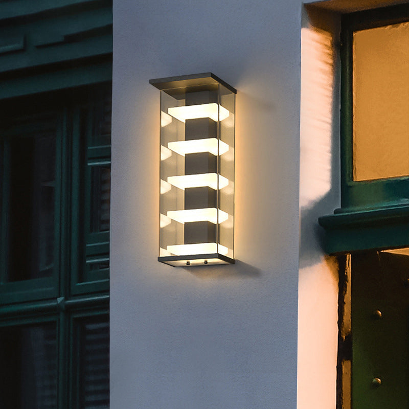 Contemporary Creative Stainless Steel Acrylic Rectangular Waterproof LED Wall Sconce Lamp For Outdoor Patio