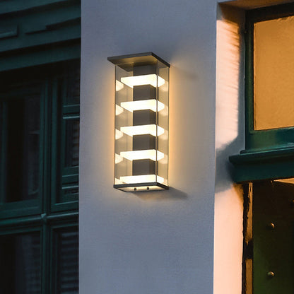 Contemporary Creative Stainless Steel Acrylic Rectangular Waterproof LED Wall Sconce Lamp For Outdoor Patio
