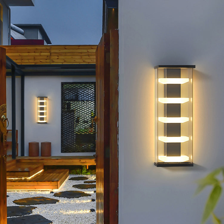 Contemporary Creative Stainless Steel Acrylic Rectangular Waterproof LED Wall Sconce Lamp For Outdoor Patio