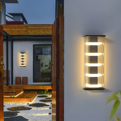 Contemporary Creative Stainless Steel Acrylic Rectangular Waterproof LED Wall Sconce Lamp For Outdoor Patio